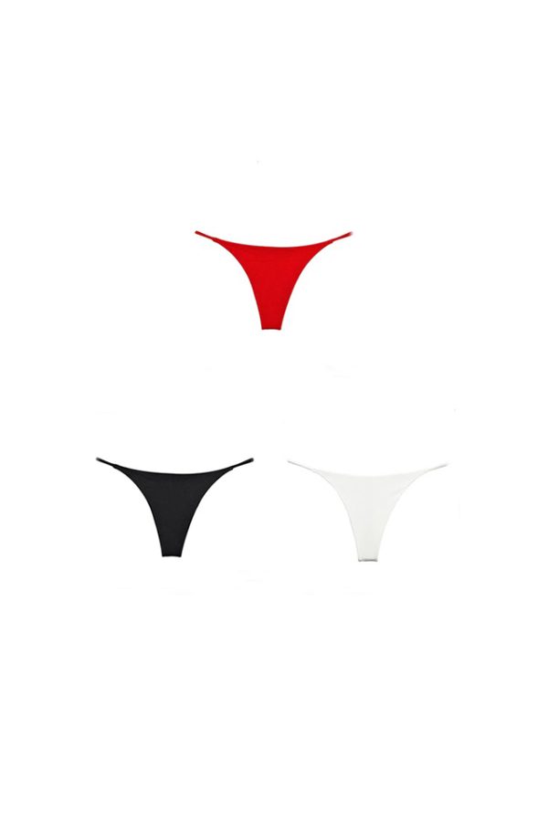 Set 3 buc chiloti dama, tanga, model Sexy Uno, rosu/alb/negru
