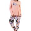 Pijamale dama, Vienetta, Coral Flow, bumbac, corai/lila