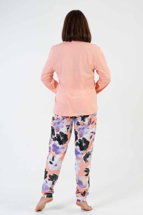Pijamale dama, Vienetta, Coral Flow, bumbac, corai/lila - imagine 2
