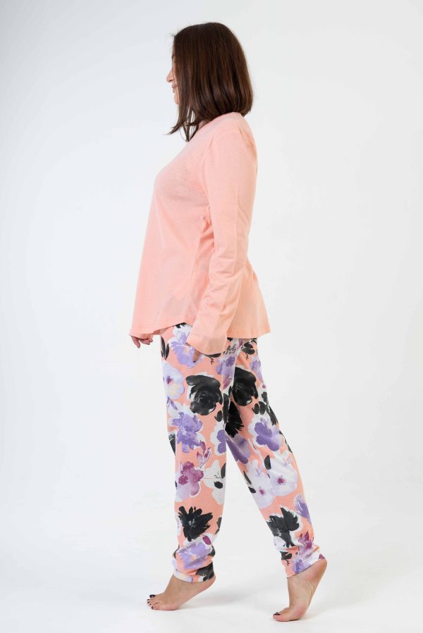 Pijamale dama, Vienetta, Coral Flow, bumbac, corai/lila - imagine 4