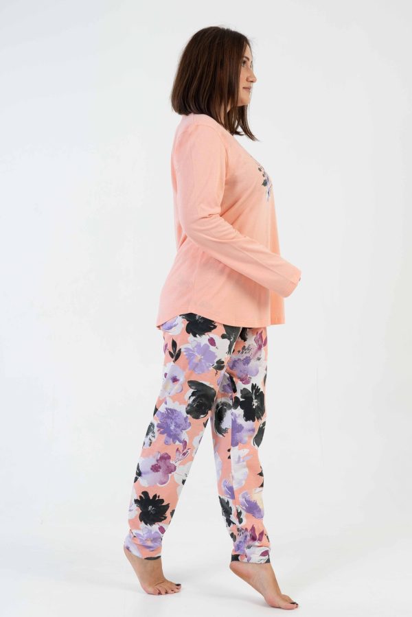 Pijamale dama, Vienetta, Coral Flow, bumbac, corai/lila - imagine 3