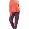 Pijamale dama, Vienetta, Orange Flow D, bumbac, buzunare, portocaliu/gri