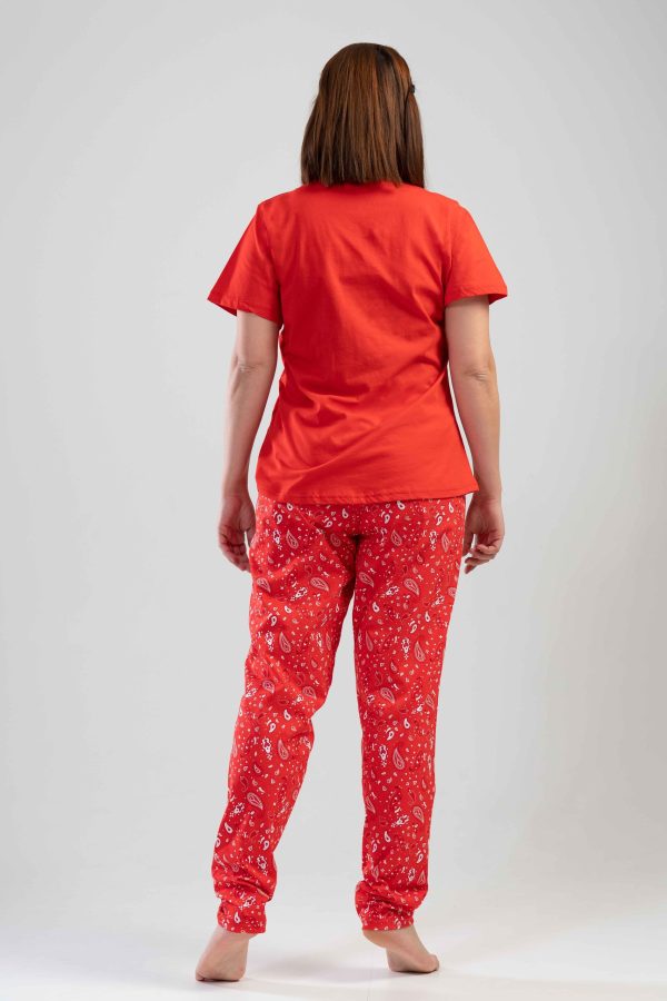 jamale dama, Vienetta, Valley, bumbac, pantaloni lungi, maneca scurta, rosu - imagine 2
