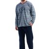 Pijamale barbati Gazzaz by Vienetta, You Can Do, gri deschis/bleumarin