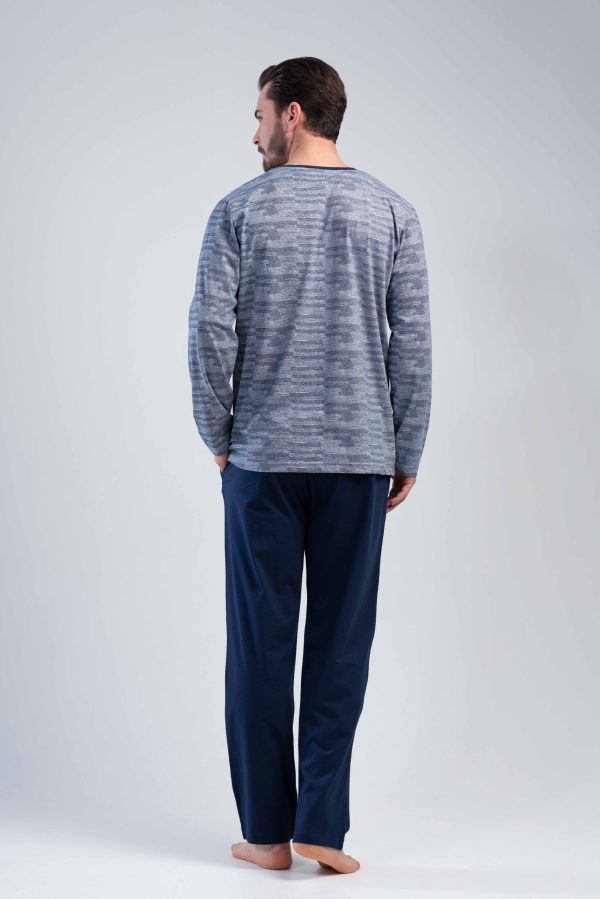 Pijamale barbati Gazzaz by Vienetta, You Can Do, gri deschis/bleumarin - imagine 2