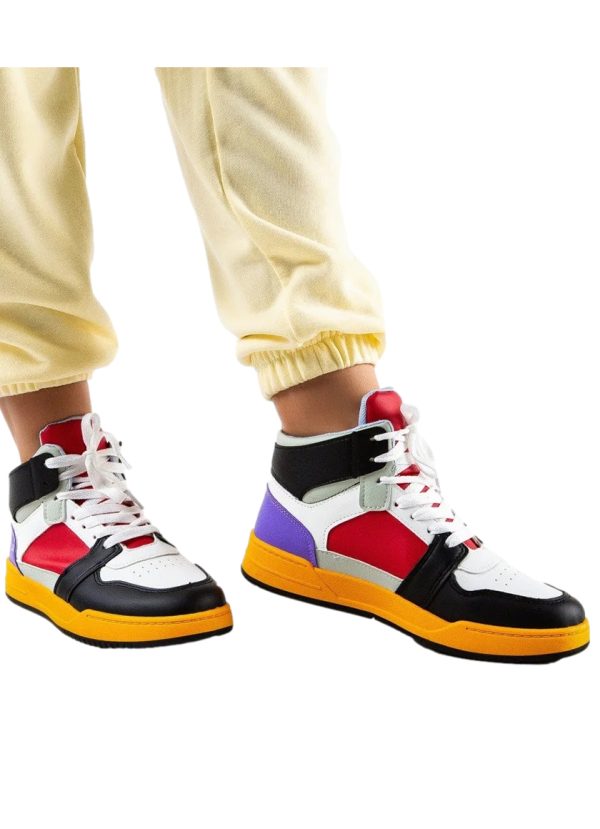 Pantofi sport dama, High-Sneakers, MENZ®, piele ecologica, multicolor - imagine 2