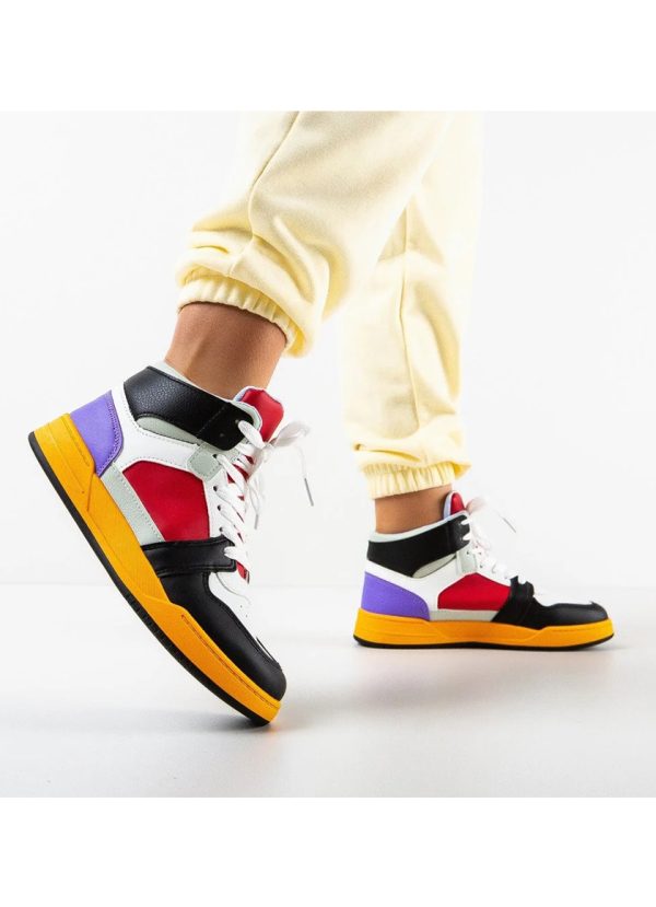 Pantofi sport dama, High-Sneakers, MENZ®, piele ecologica, multicolor - imagine 3