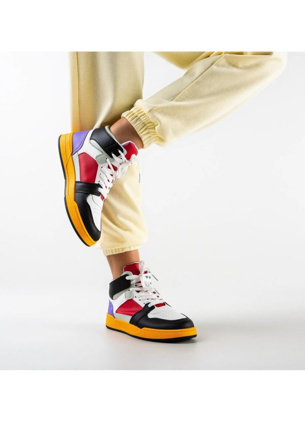 Pantofi sport dama, High-Sneakers, MENZ®, piele ecologica, multicolor - imagine 5