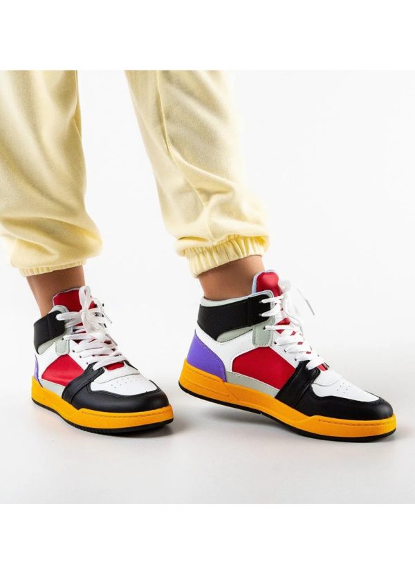 Pantofi sport dama, High-Sneakers, MENZ®, piele ecologica, multicolor - imagine 6