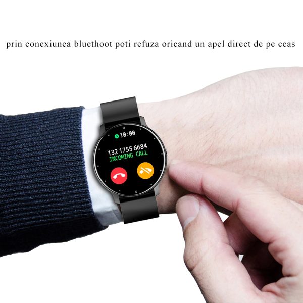 Ceas Smartwatch si bratara fitness, MENZ® , model MNZ14683, Notificari Apeluri/SMS/Social Media, monitorizare activitati fizice, somn, ritm cardiac, pedometru, player, rezistent la apa IP67, negru - imagine 13