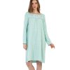 Camasa de noapte, dama, Vienetta, model Jelly, maneci lungi, bumbac, verde