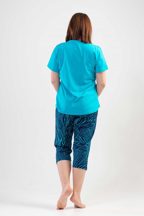 Pijamale dama Vienetta, Awesome Day, bumbac, turcoaz - imagine 2