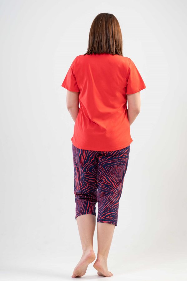 Pijamale dama Vienetta, Awesome Day, bumbac, rosu - imagine 2