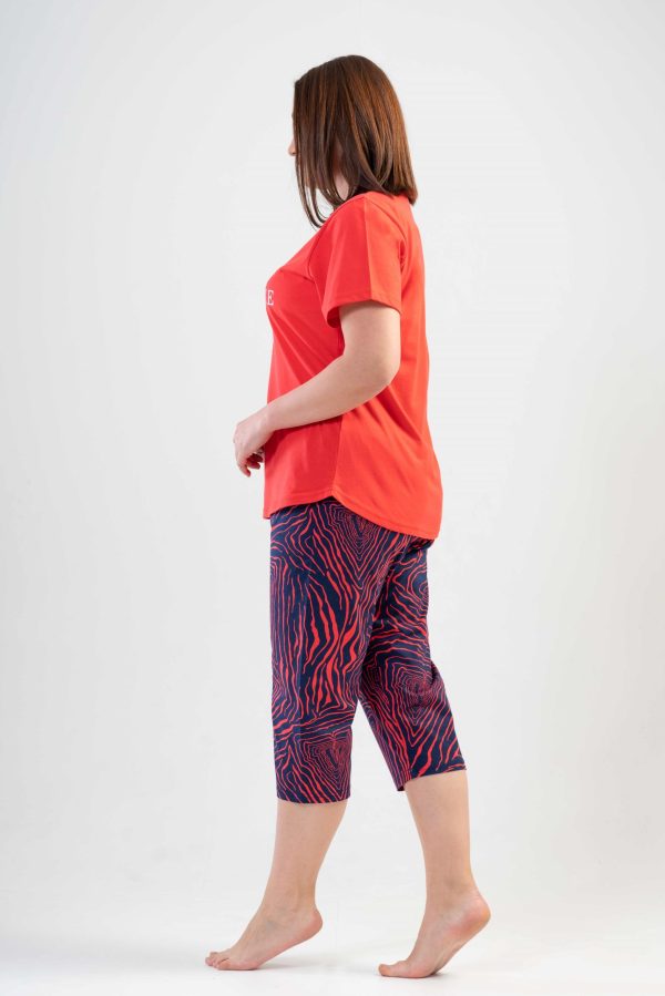 Pijamale dama Vienetta, Awesome Day, bumbac, rosu - imagine 3