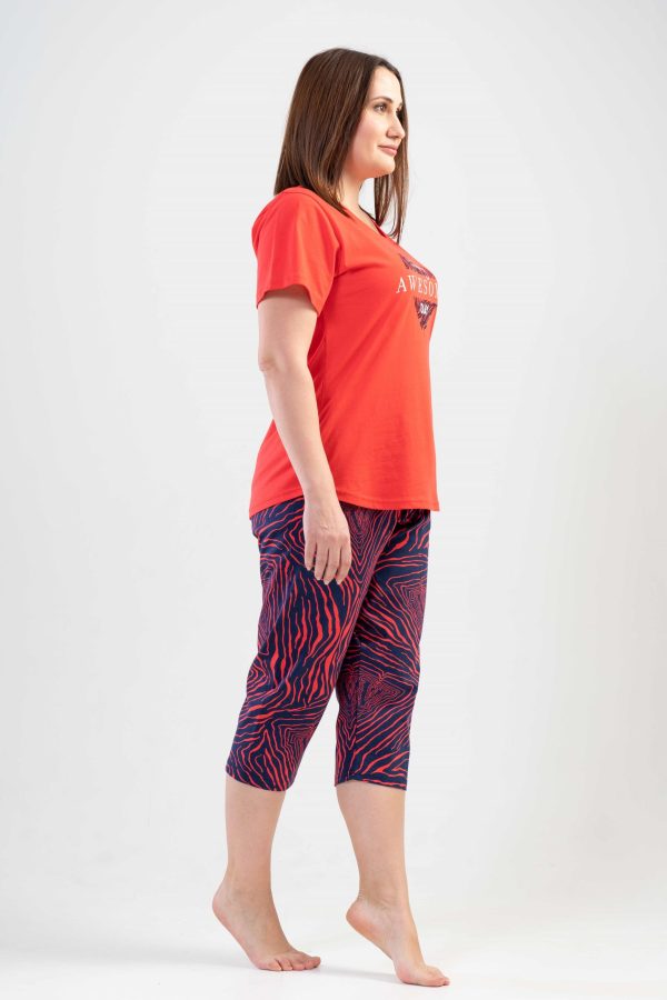 Pijamale dama Vienetta, Awesome Day, bumbac, rosu - imagine 4
