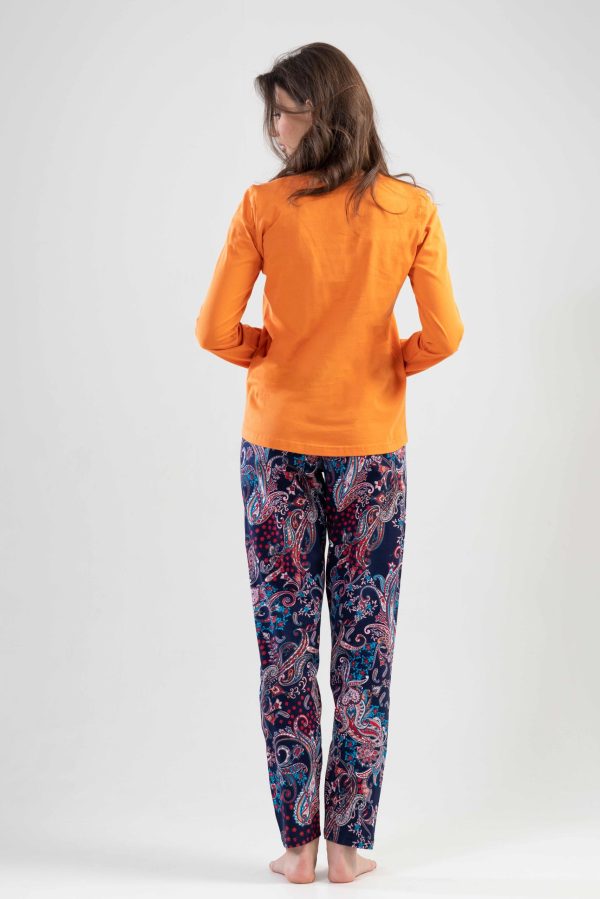 Pijamale dama, Vienetta, Your Feel, bumbac, 2 nasturi, portocaliu caisa - imagine 2