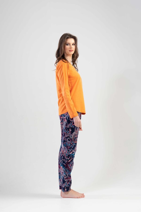 Pijamale dama, Vienetta, Your Feel, bumbac, 2 nasturi, portocaliu caisa - imagine 3