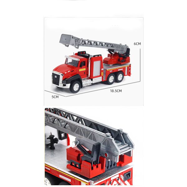 Set 3 camioane, MENZ®, model 3 autospeciale, 3 camioane diferite cu functii unice, pullback, usile se deschid, rosu - imagine 4