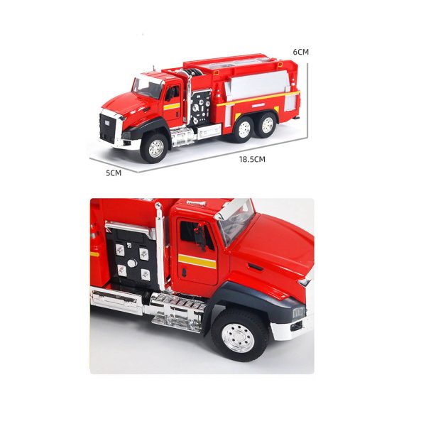 Set 3 camioane, MENZ®, model 3 autospeciale, 3 camioane diferite cu functii unice, pullback, usile se deschid, rosu - imagine 6