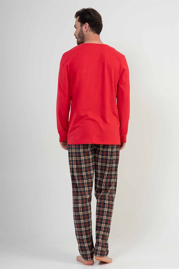 Pijamale Barbati, Gazzaz by Vienetta, model Reach New, bumbac, bleumarin/rosu - imagine 2