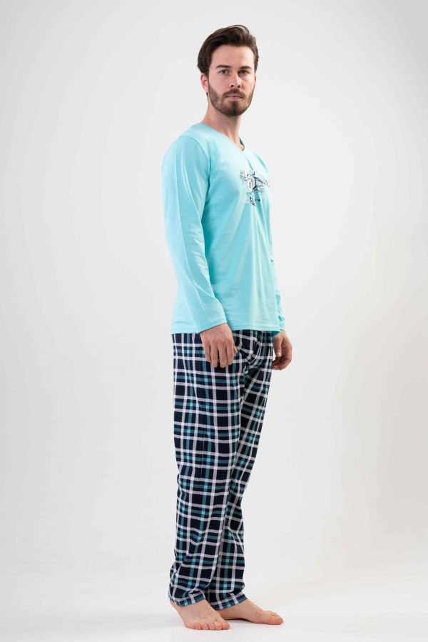 Pijamale barbati, Vienetta, 86 Origins, buzunare, bumbac, albastru/bleumarin - imagine 3