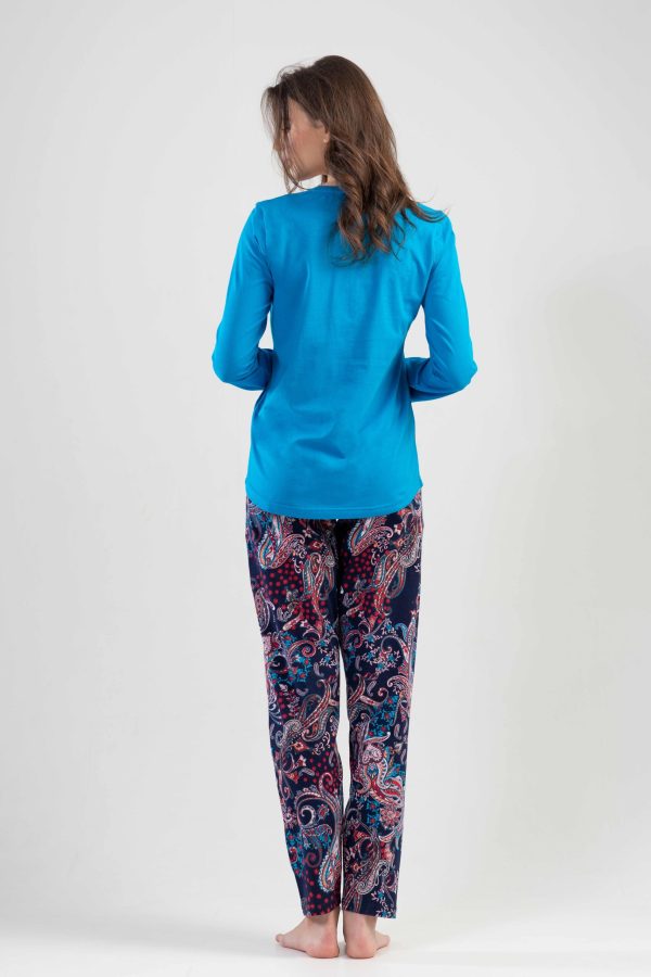 Pijamale dama, Vienetta, Your Feel, bumbac, 2 nasturi, albastru - imagine 2