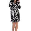 Halat dama, de baie, soft & pure cocolino Vienetta, model Zebra Mood, gluga, buzunare, alb/negru