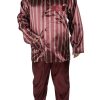 Pijamale barbati 3 piese, MENZ®, model Best Ista, satin, nasturi, buzunare, guler, visiniu