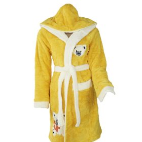 Halat baie, dama, model Bear Yellow, buzunar, cocolino, gluga, galben