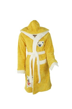 Halat baie, dama, model Bear Yellow, buzunar, cocolino, gluga, galben