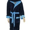 Halat baie barbati, Gold, model STM, bumbac, buzunare, gluga, lung, bleumarin/albastru