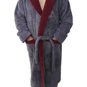 Halat baie barbati, Baray, model 2 STM, cocolino, bumbac, buzunare, gluga, lung, gri/visiniu