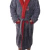 Halat baie barbati, Baray, model 2 STM, cocolino, bumbac, buzunare, gluga, lung, gri/rosu