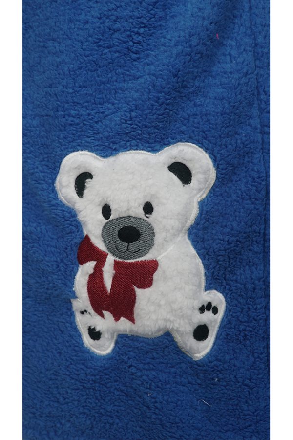Halat baie, dama, model Bear Blue, buzunar, cocolino, gluga, albastru deschis - imagine 4