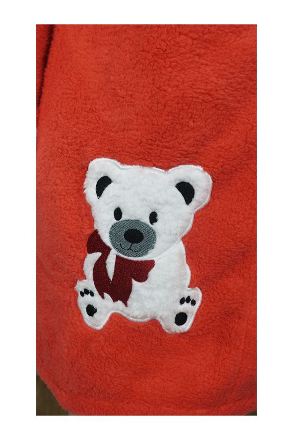 Halat baie, dama, model Bear Blue, buzunar, cocolino, gluga, corai/alb - imagine 3