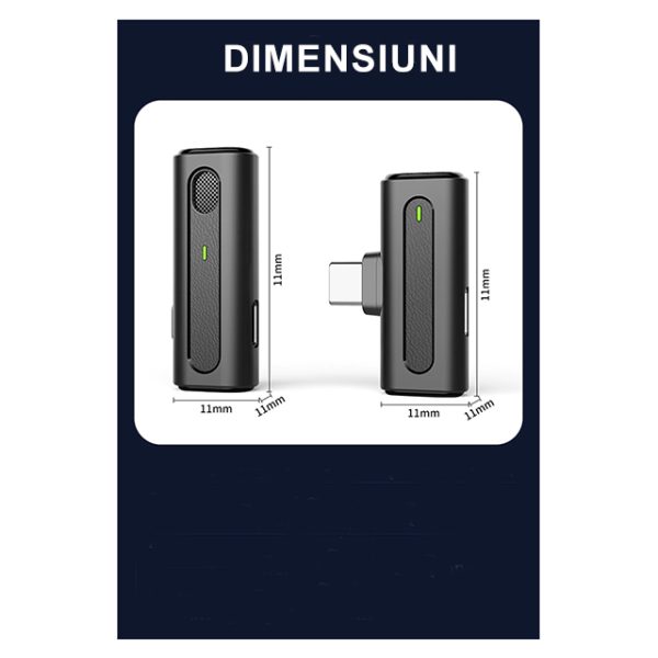 Set 2 lavaliere profesionale wireless, MENZ®, Android, plug & play, 30 m raza de actiune, 10h durata baterie, negru - imagine 2