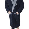 Halat baie barbati, Baray, model 2 STM, cocolino, bumbac, buzunare, gluga, lung, albastru inchis/gri