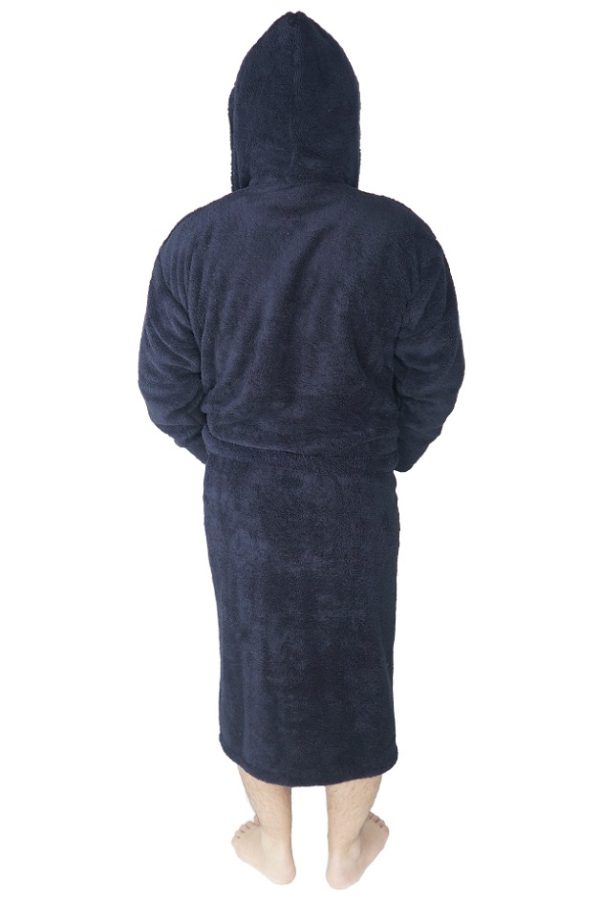 Halat baie barbati, Baray, model 2 STM, cocolino, bumbac, buzunare, gluga, lung, albastru - imagine 2