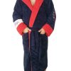 Halat baie barbati, MENZ®, model G.N., America, cocolino, bumbac, buzunare, gluga, lung, albastru/rosu