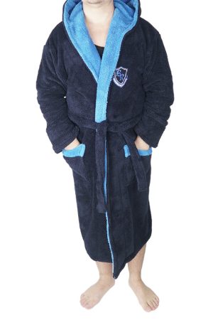 Halat baie barbati, Baray, model 2 STM, cocolino, bumbac, buzunare, gluga, lung, albastru