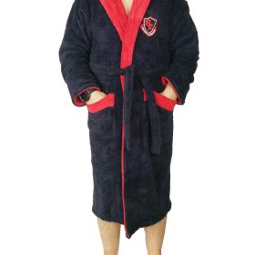 Halat baie barbati, Baray, model 2 STM, cocolino, bumbac, buzunare, gluga, lung, bleumarin/rosu