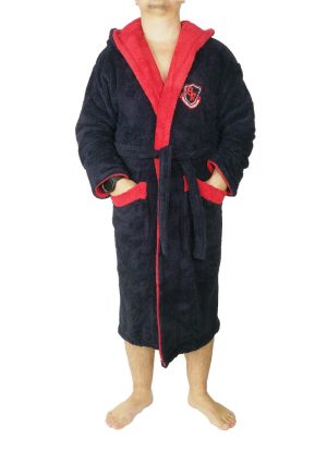 Halat baie barbati, Baray, model 2 STM, cocolino, bumbac, buzunare, gluga, lung, bleumarin/rosu