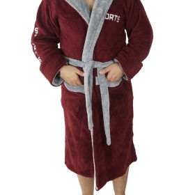 Halat baie barbati, model M.Sports, MENZ®, bumbac, buzunare, cordon, gluga, visiniu-gri