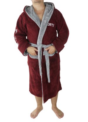 Halat baie barbati, model M.Sports, MENZ®, bumbac, buzunare, cordon, gluga, visiniu-gri