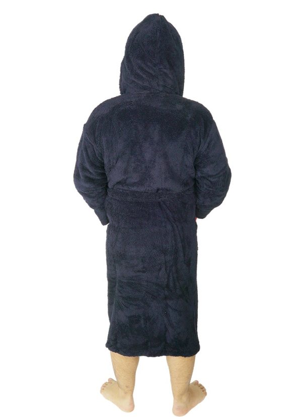 Halat baie barbati, Baray, model 2 STM, cocolino, bumbac, buzunare, gluga, lung, bleumarin/rosu - imagine 3