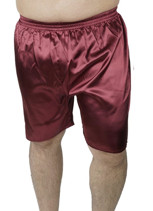 Pijamale barbati 3 piese, MENZ®, model Best Ista, satin, nasturi, buzunare, guler, visiniu - imagine 3