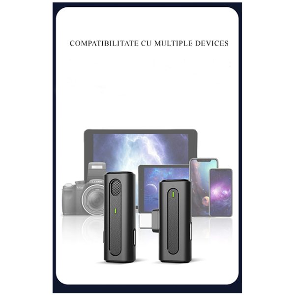 Set 2 lavaliere profesionale wireless, MENZ®, Android, plug & play, 30 m raza de actiune, 10h durata baterie, negru - imagine 4