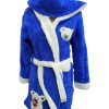 Halat baie, dama, model Bear Blue, buzunar, cocolino, gluga, albastru/alb