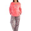 Pijamale dama soft & pure, Vienetta, model Smile all day, cocolino, buzunare, corai/gri
