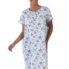 Camasa de noapte, dama, Vienetta, model Fresh, bumbac, albastru